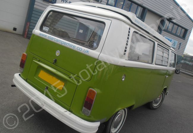 VW Campervan fully vinyl wrapped for Star Camper Hire in a matt blue vinyl vehicle wrap by Totally Dynamic North London