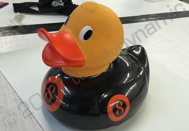 Plastic duck vinyl wrapped for No8 Thorpe Road