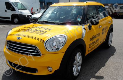 Mini Countryman Cooper wrapped in NY taxi wrap by Totally Dynamic North London
