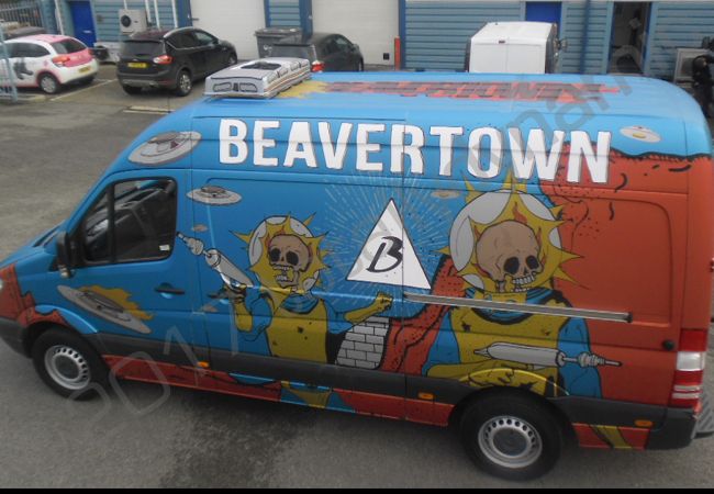 Mercedes Sprinter van fully vinyl wrapped for the Beavertown Brewery