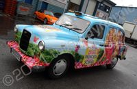 London taxi wrapped with printed Barbie design by Totally Dynamic North London