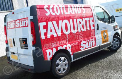 Renault Trafic part-wrapped in printed design by Totally Dynamic Central Scotland