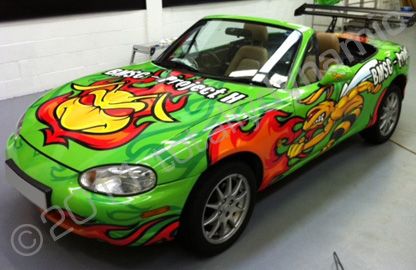 Mazda MX5 track car wrapped in printed wrap by Totally Dynamic Southampton