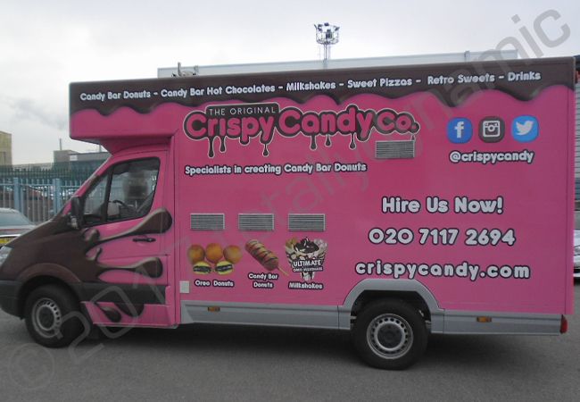 Mercedes Sprinter van vinyl wrapped for Crispy Candy Co