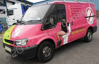 SWB Ford Transit fully wrapped in printed pink and green design by Totally Dynamic North London