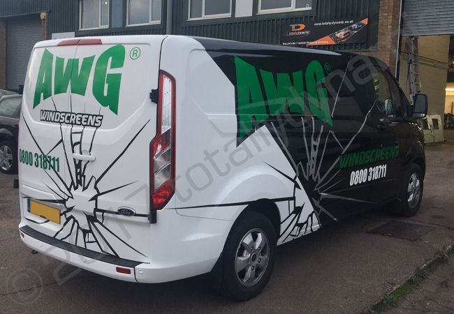 Ford Transit van vinyl wrapped for AWG Windscreens