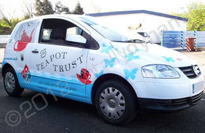 VW Up vinyl wrapped in printed design by Totally Dynamic Central Scotland