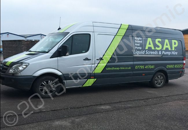 Mercedes Sprinter van vinyl wrapped for ASAP by Totally Dynamic Norfolk