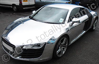 Audi R8 fully wrapped in chrome vinyl by Totally Dynamic North London