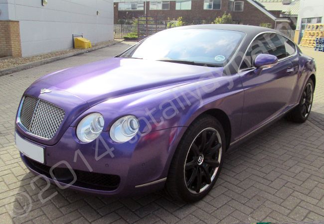 Bentley Continental GT fully wrapped in a printed chrome vinyl vehicle wrap by Totally Dynamic North London