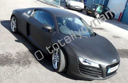 Audi R8 wrapped in matt black