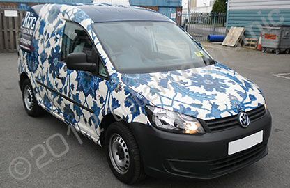 VW Caddy vinyl wrapped in full colour printed design by Totally Dynamic North London