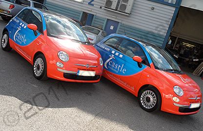 Fiat 500s wrapped in printed vehicle wrap by Totally Dynamic North London