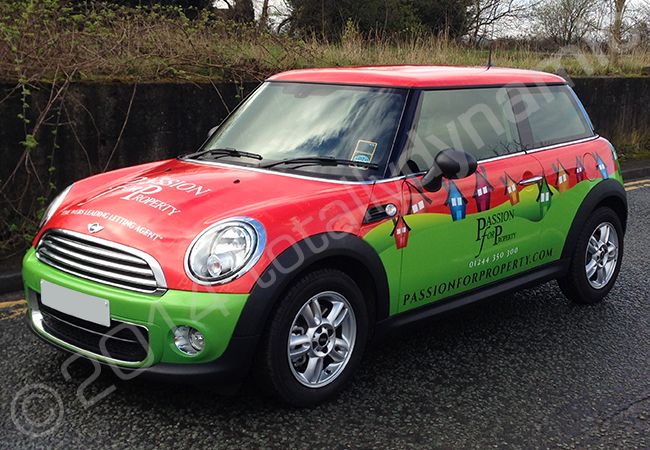 MINI One fully wrapped in a printed vinyl vehicle wrap design by Totally Dynamic Manchester