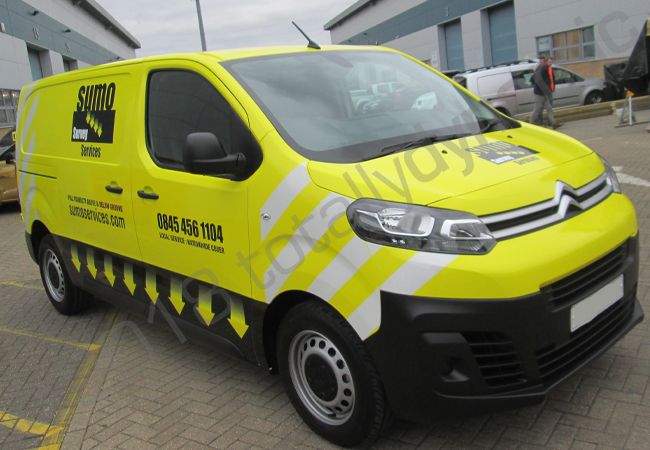 Citroen Dispatch vinyl wrapped in a printed van wrap for Sumo Survey Services