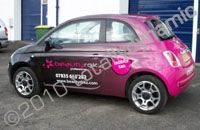 Fiat 500 wrapped for Beauty Rokz by Totally Dynamic Central Scotland