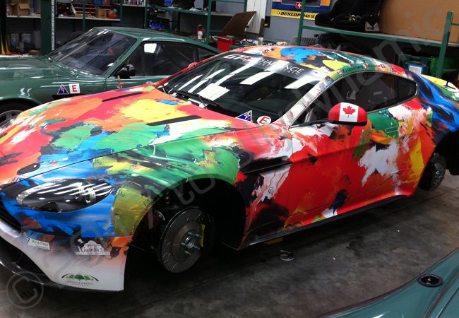 Aston Martin GT4 in a grafitti motorsport vinyl wrap