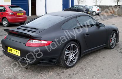 Porsche 911 wrapped matt black by Totally Dynamic Central Scotland