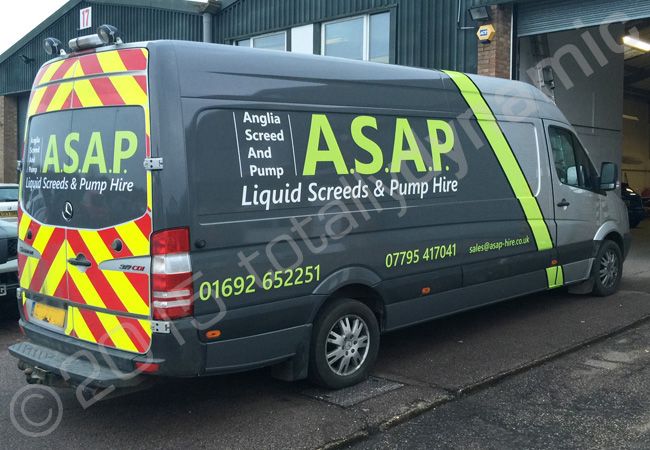 Mercedes Sprinter van vinyl wrapped for ASAP by Totally Dynamic Norfolk