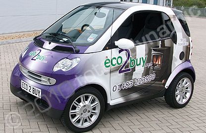 SmartforTwo wrapped with printed design by Totally Dynamic South London