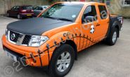 Nissan Navara wrapped gloss orange, matt black with graphics by Totally Dynamic Leeds / Bradford