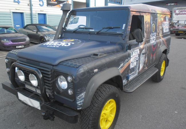 Land Rover Defender vinyl wrapped for Fosters Rocks