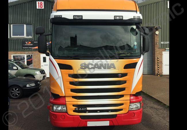 Scania lorry cab vinyl wrapped for G W Harrold
