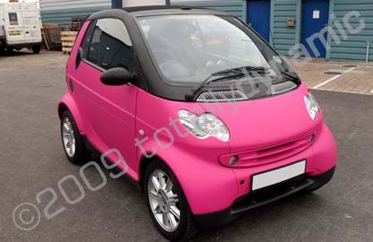 Smart car wrapped matt pink by Totally Dynamic North London