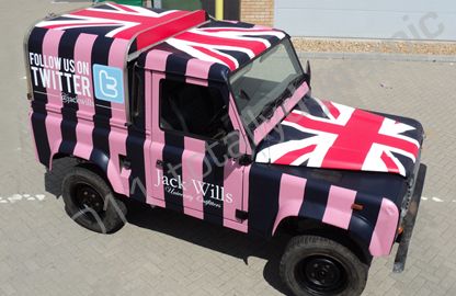Land Rover 90 wrapped for Jack Wills by Totally Dynamic South London