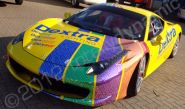 Ferrari 458 wrapped in yellow with printed chrome graphics by Totally Dynamic Southampton