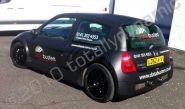 Renault Clio V6 wrapped matt black with graphics by Totally Dynamic Central Scotland