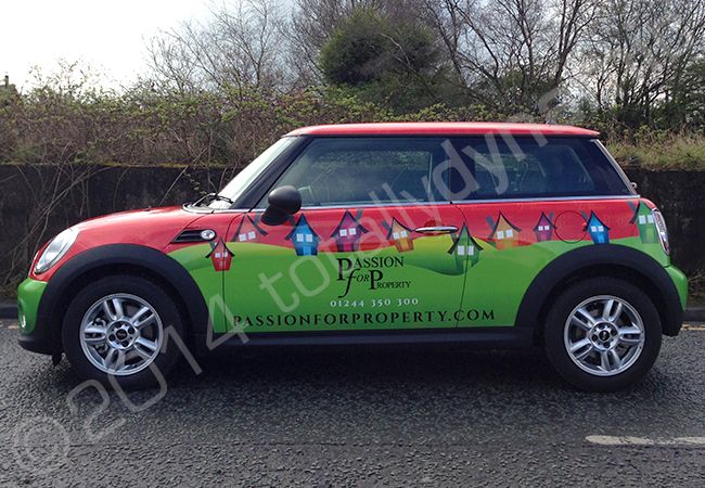 MINI One fully wrapped in a printed vinyl vehicle wrap design by Totally Dynamic Manchester