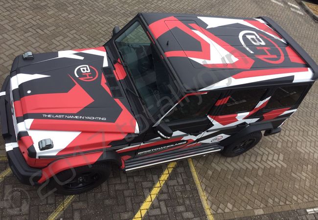 Mercedes G Wagon vinyl wrapped for Bristow Holmes Yachting