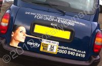 Taxi cab wrapped in printed design by Totally Dynamic Central Scotland