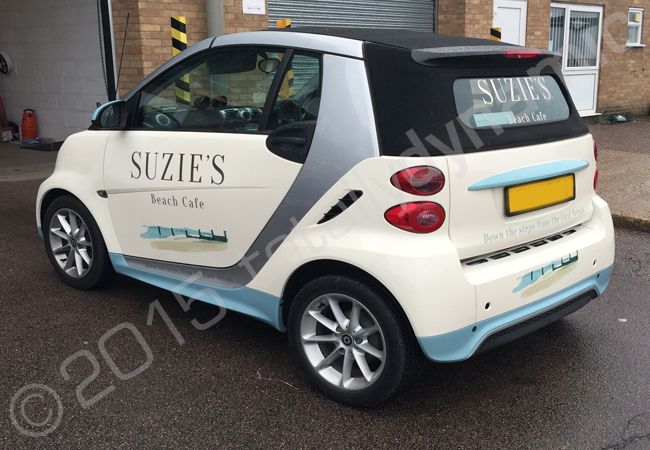 Smart 4 Two vinyl wrapped for Suzi's Beach Cafe