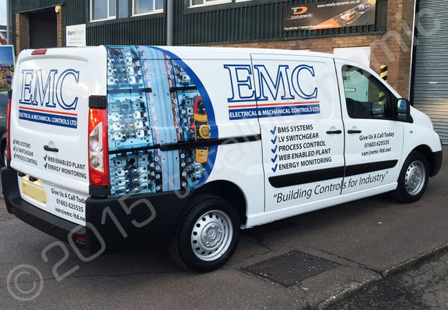 Citroen Dispatch part-wrapped for EMC in a printed vinyl vehicle wrap design by Totally Dynamic Norfolk