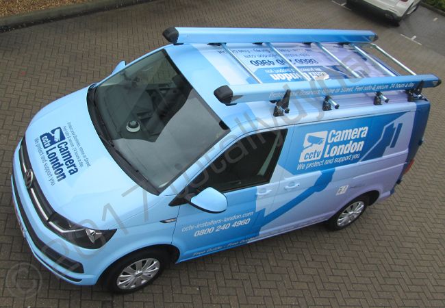 VW Transporter and Scooter vinyl wrapped for CCTV Camera London