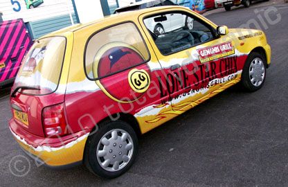 Nissan Mirca wrapepd for Ghengis Grill by Totally Dynamic North London
