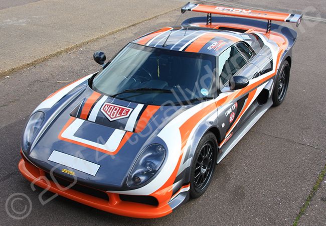Noble M12 vinyl wrapped in a printed motorsport design by Totally Dynamic Norfolk