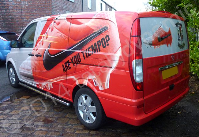 Mercedes Vito van fully wrapped in a printed vinyl vehicle wrap for NIKE by Totally Dynamic Manchester