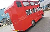 Modified van made to look like a London Routemaster Bus wrapped in printed design by Totally Dynamic North London