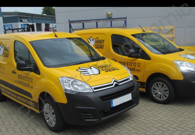 Citroen Berlingo vans vinyl wrapped for the Handy Squad