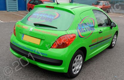 Peugeot 207 van wrapped green with cut graphics by Totally Dynamic North London