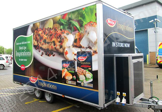 Exhibition trailer fully vinyl wrapped in a printed promotional trailer wrap by Totally Dynamic South London