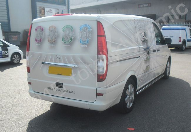 Mercedes Vito van vinyl wrapped for NIKE in a printed van wrap design by Totally Dynamic North London