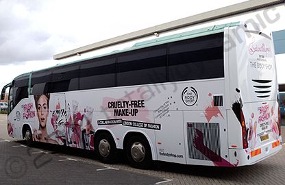 Coach wrapped for The Body Shop by Totally Dynamic South London