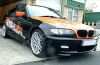 BMW 3 series fully wrapped in gloss black vinyl with gloss orange cut vinyl lettering by Totally Dynamic Leeds