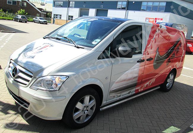 Mercedes Vito van fully vinyl wrapped in a printed vehicle wrap design for NIKE by Totally Dynamic South London