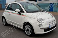 Fiat 500 wrapped in matt blue with gloss white graphics by Totally Dynamic North London