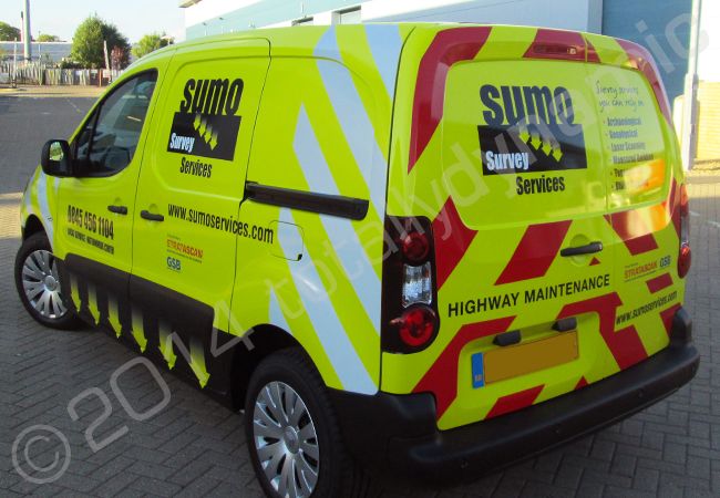 Citroen Berlingo fully wrapped for Sumo Survey Services in a printed vinyl van wrap design by Totally Dynamic South London